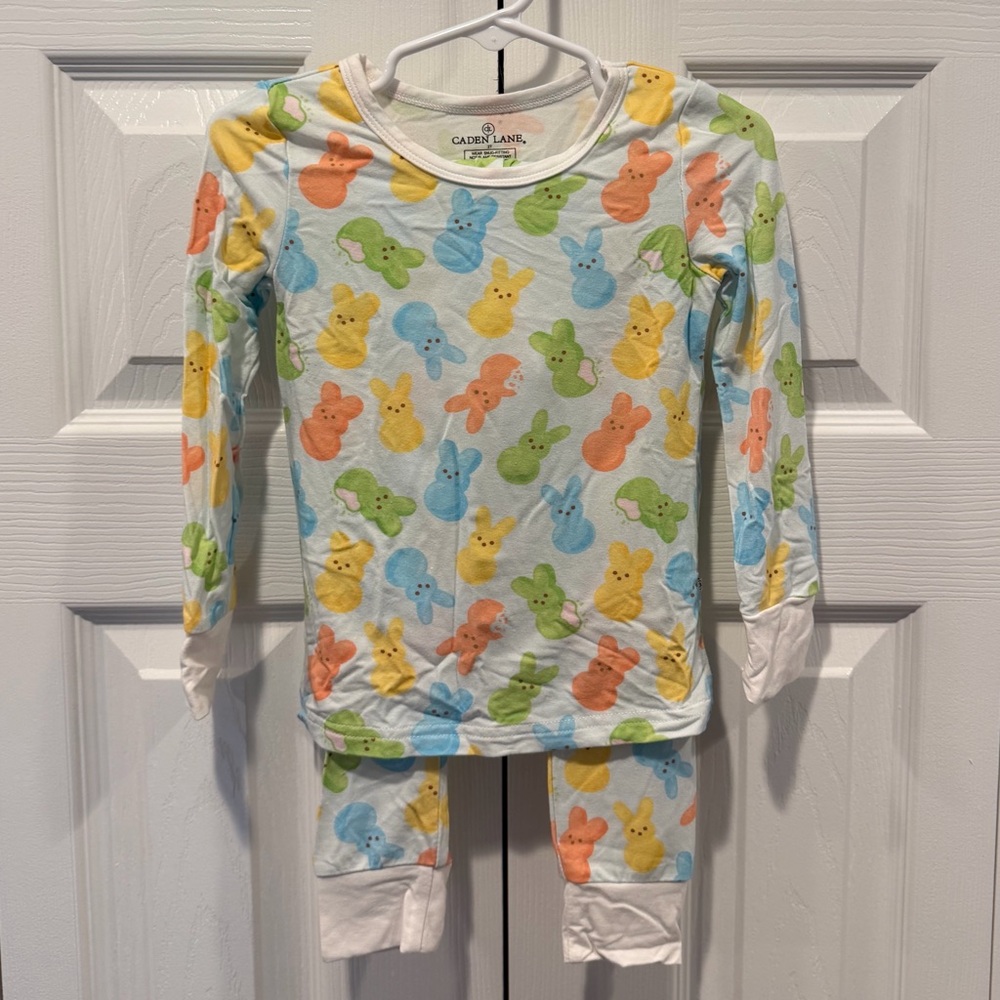Caden Lane Pastel Blue with Bunny Peeps Pajama Set